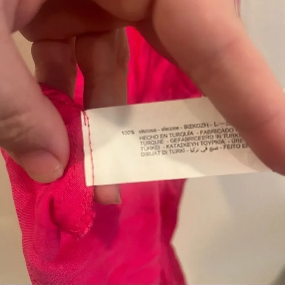 Zara blogger favorite fuchsia pink satin draped camisole midi dress medium